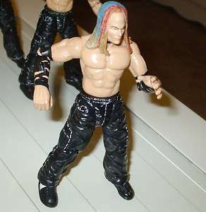 1999 JAKKS WWE TITAN TRON JEFF HARDY RED BLUE GREEN HAIR BLACK ARM 