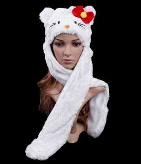 Cartoon Animal Plush Cap Locely Cat Soft Warm Hat Earmuff Scarf Gloves 
