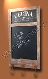 FRENCH COUNTRY Cucina CHALKBOARD w/ Hooks Wall Decor Tuscan NEW  