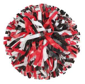 Youth Stock Poms Blk Red White 1/2 Wth Price is Per Pom Pon~Expedited 