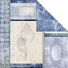   Blue Brocade Shells Frames 12x12 2 Sided Cardstock 2 pcs #29200