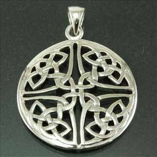 Large Sterling Silver Celtic Knot Pendant Irish Jewelry 1.16in / 29mm 