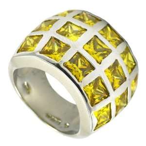  Yellow CZ Windowpane Ring Jewelry