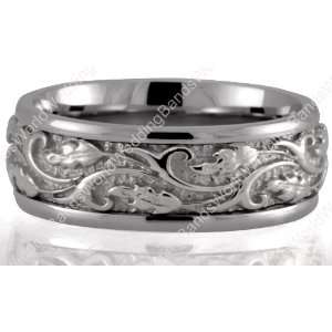  Celtic Wind and Waves Ring 7mm Wide, Platinum Jewelry