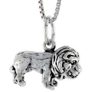  925 Sterling Silver Lion Pendant (w/ 18 Silver Chain), 11 