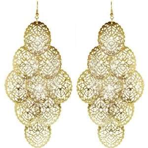  5 Total Length, 9 Oval Filigree Discs Per Earring In Gold 