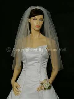 2T Ivory Wedding Bridal Elbow Cut Edge Tiara Veil  