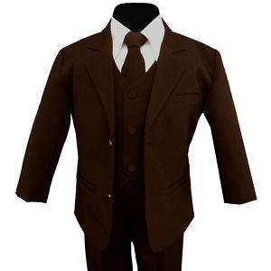 Brand New Boy Tuxedo Dress Brown Suit W/ Tie size 2T  