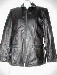 Womens Jones New York Black Leather Jacket Small  
