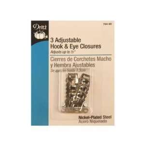    Adjustable Hook & Eye Closures 1 1/2 3/Pkg Nickel 