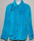chico s leather suade jacket turqouise blue size 3 south