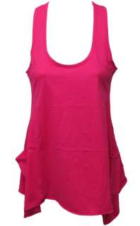 TRESICS Juniors Dark Hot Pink Pocket Tank Top Flowy Shirt NEW  