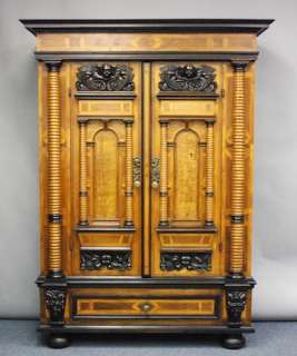 ANTIQUE 17TH C. ARCHITECTURALLY CARVED BAROQUE ARMOIRE  
