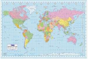GEOGRAPHY ~ WORLD MAP LATITUDE LONGITUDE POSTER 6001  