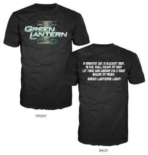   Green Lantern Name with Back Printed Oath On Black 