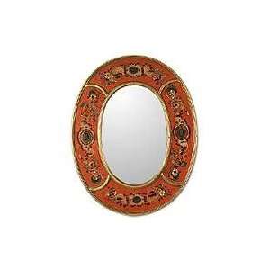  Painted glass mirror, Colonial Medallions (red)