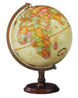 Replogle 12 Lenox World Globe, Antique, Semi Meridian, Walnut Base 