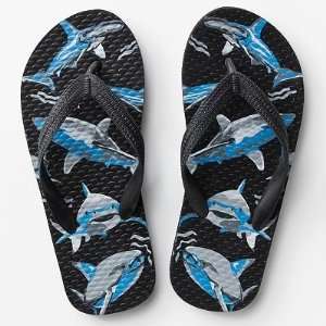  Shark Flip Flops (blue/black)   Boys Size 5/6 