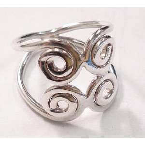  Spirals Silver Ring (Size 8) 