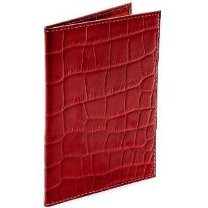  Red Crocodile Embossed Leather Passport Holder Office 
