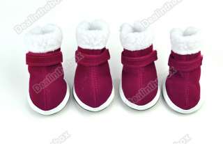 Cute Red Warm Walking Cozy Pet Dog Shoes Boots Santa Puppy Apparel 5 