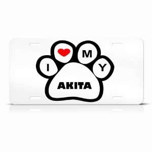 Akita Dog Dogs White Novelty Animal Metal License Plate 