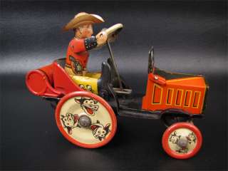 Vintage Marx Toys Wind Up Tin Litho Cowboy Whoopee Car  