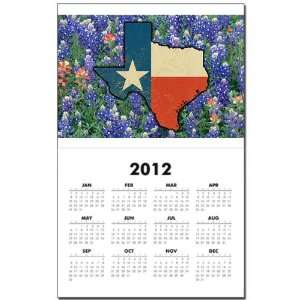  Calendar Print w Current Year Texas Flag Bluebonnets 