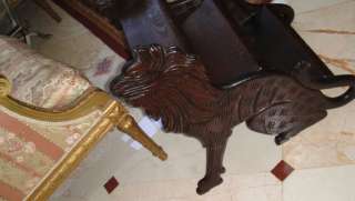   GOTHIC CARVED WOOD LIBRARY BED STAIRS STEPS GRIFFINS LIONS  