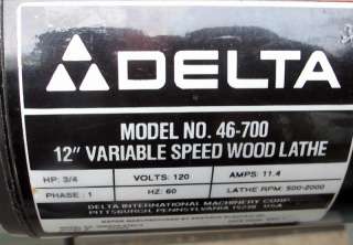 Delta Wood Lathe 46 700 12 Variable Speed Wood Working  