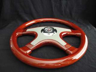 NEW 15 GRAY FRONT LEATHER WOOD GRAIN STEERING WHEEL  