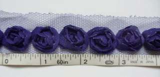 46pcs 3D Chiffon Mini Purple Rose Trim (32)  