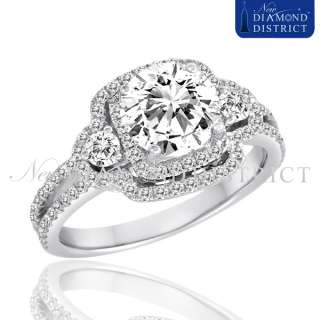CERTIFIED F VS2 1.79CT TOTAL ROUND CUT DIAMOND ENGAGEMENT RING 18K 