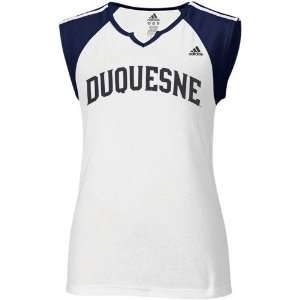   Duquesne Dukes Ladies White Superfont Raglan T shirt Sports