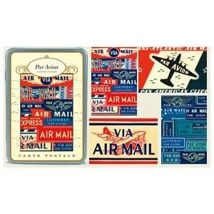  Cavallini & Co. Par Avion Postcard Set in Decorative Tin 
