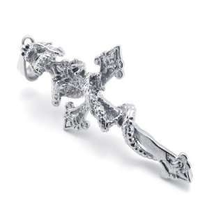    316L Stainless Steel Demon Dragon Cross Pendant Necklace Jewelry