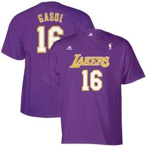 adidas Los Angeles Lakers #16 Pau Gasol Purple Net Player T Shirt 