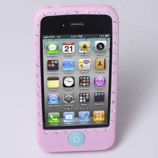 Pink Diamonds Rhinestone Soft Case Skin for iPhone 4  