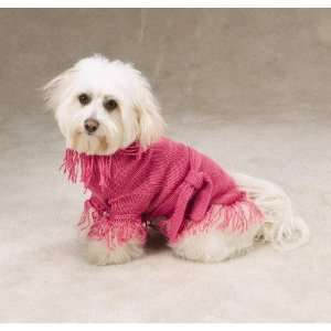    PINK   X LARGE   Fringe Belted Dog Sweater