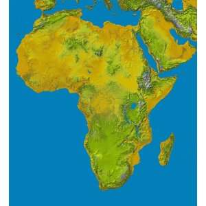  Earth Topographic Satellite Map of Africa 24x22 