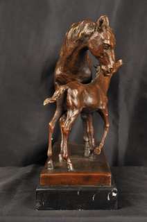 Bronze Statue Mare Foal Horse Mother Child  