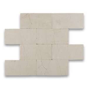 Crema Marfil Marble 3 X 6 Tumbled Brick Field Tile   Box of 5 sq. ft.