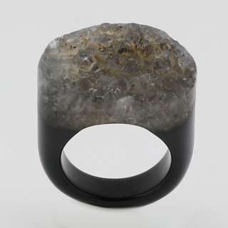 Size 7.5 Natural Geode Druzy Agate Ring GA174  