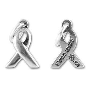  Breast Cancer Awareness Ribbon Sterling Silver 3 Charms 