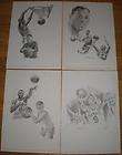 Lot of (4) Rober Riger George Loh Lithographs Basketball W Chamberlain 