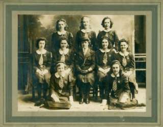 c1915 GIRL s CLUB SCOUTS in UNIFORM showing PATCHES LOGO, marked St 