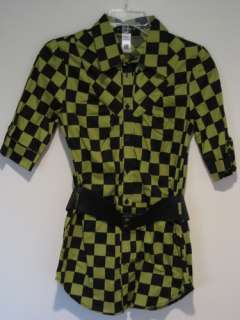 Abbey Dawn yellow checker plaid tunic belt 563  