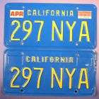 1977 CALIFORNIA CAR LICENSE PLATE PAIR 591 HKV  