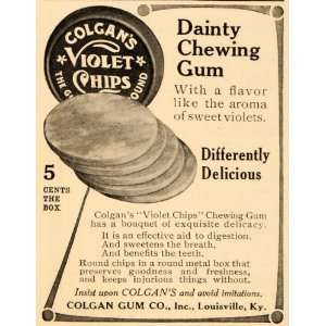  Ad Colgans Violet Chips Chewing Gum Louisville KY   Original Print Ad