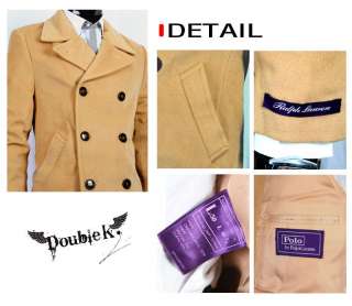 NEW Cashmere Wool Breasted Double Trench PEA Coat Jacket Ralph.BEG.L 